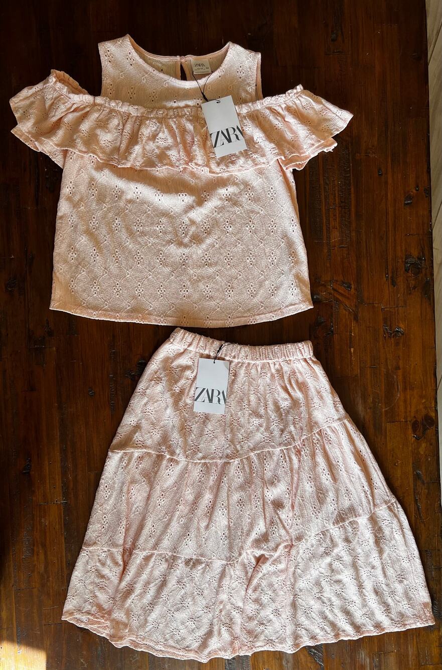 NWT ZARA Embroidered Tiered Skirt and Top Girls Size 13-14